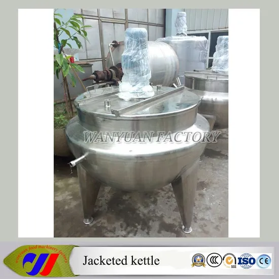 Vertical Steam Heating Jacketed Cooking Kettle Mixing Vessel